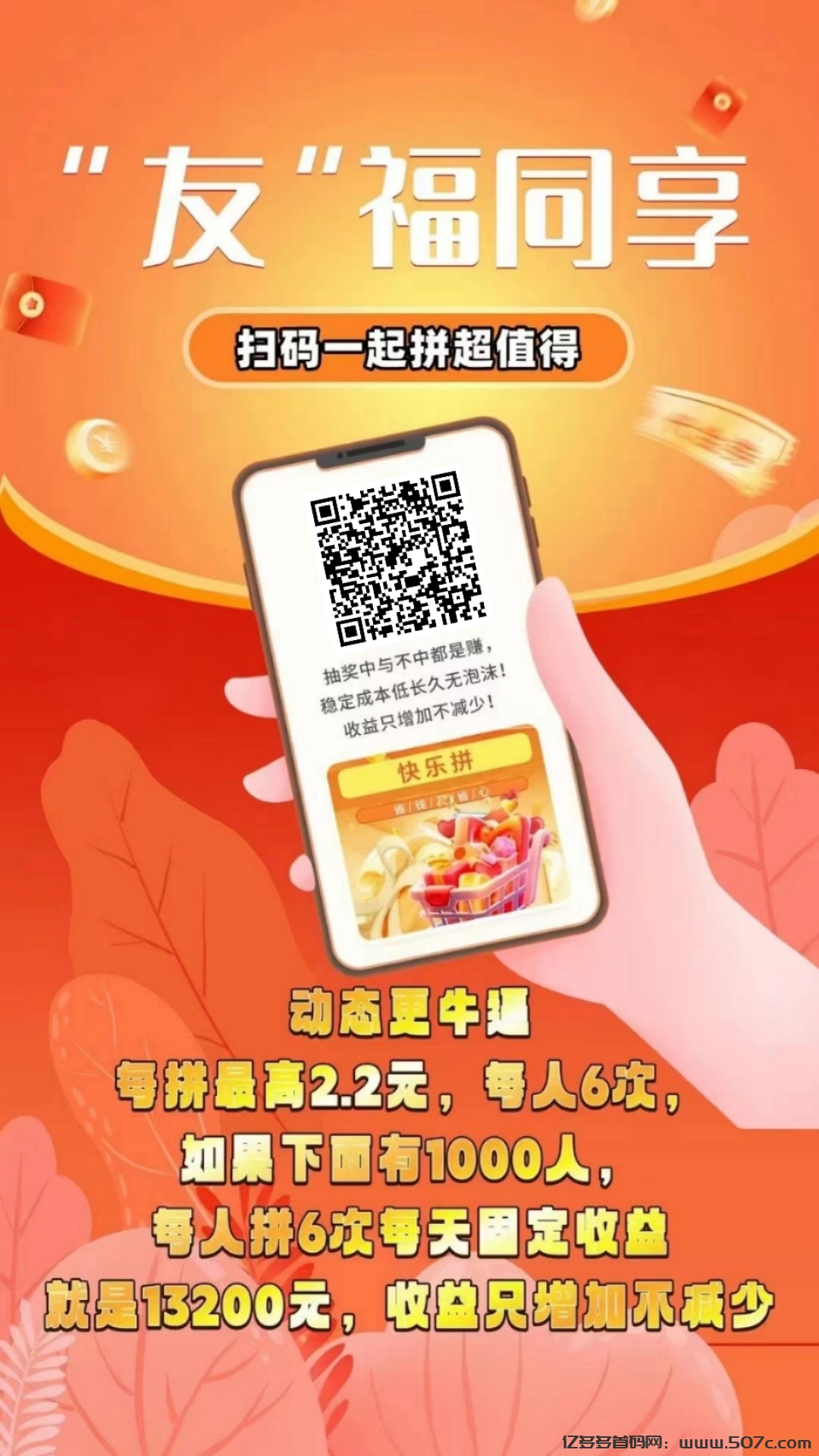 【快乐拼】省代免费送，分分钟收米，团队收益非常给力！