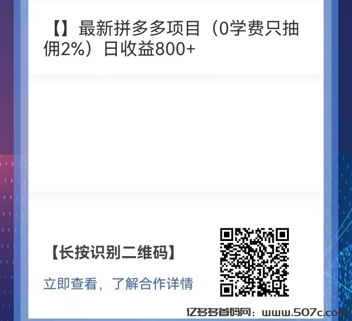 最新拼多多项目（0学费只抽佣2%）日收益800+